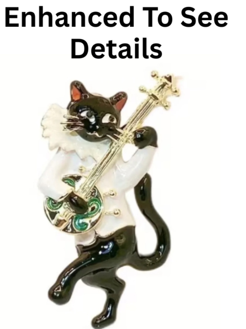 Handcrafted Cat Brooch in The Shape of an Electric Guitar - Unique - NWT